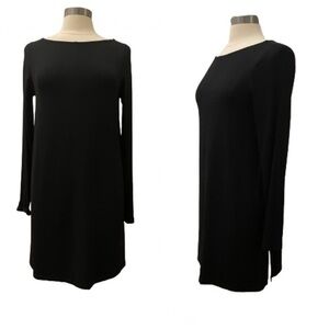 Eileen Fisher Jersey Long Sleeve Dress Mini Length Black Size SP